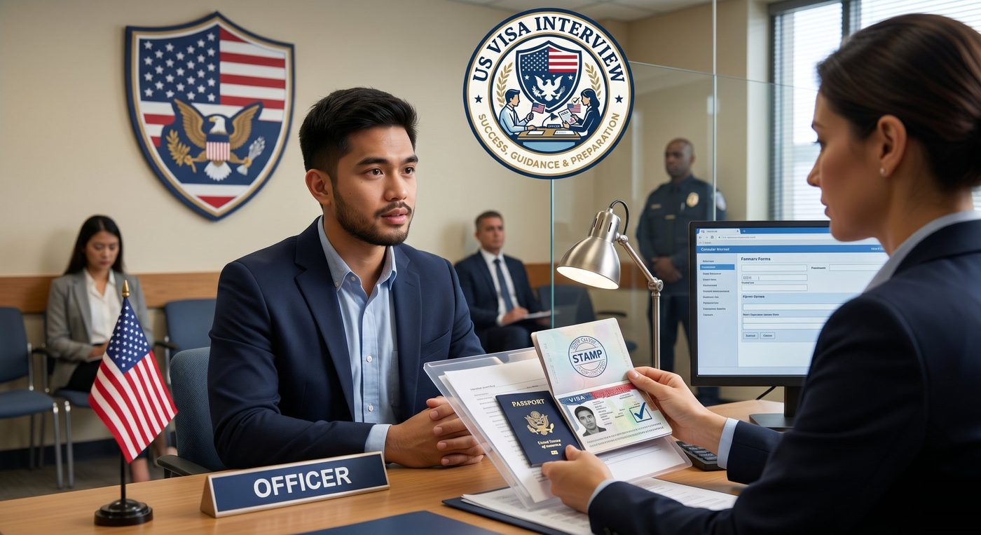Practicing a US visa interview with a consular officer
